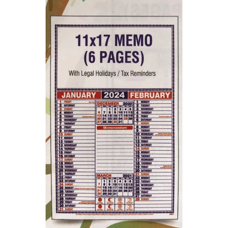 2026 Commercial Calendar 11"x 17"