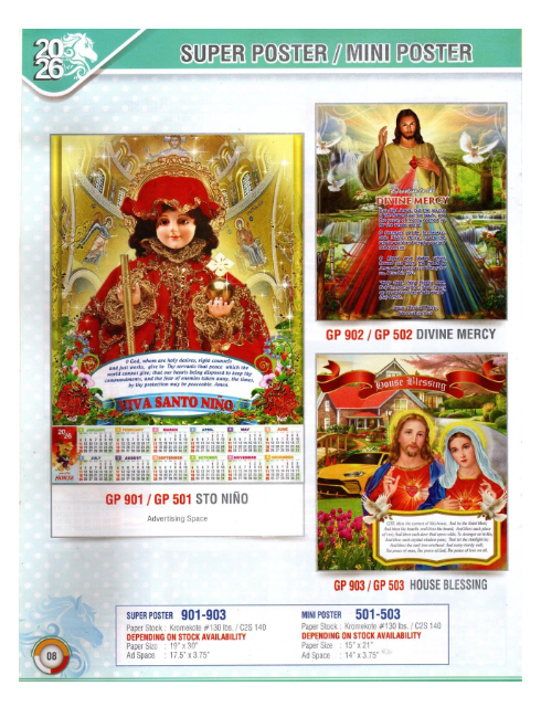 Mini Poster Calendar 2026 for Giveaways (501 - 503)